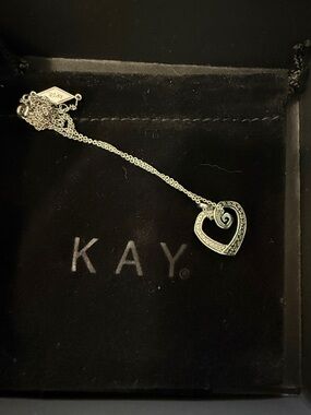 Kay Jewelers Sterling Silver Heart Pendant  Necklace Nightmare before Christmas
